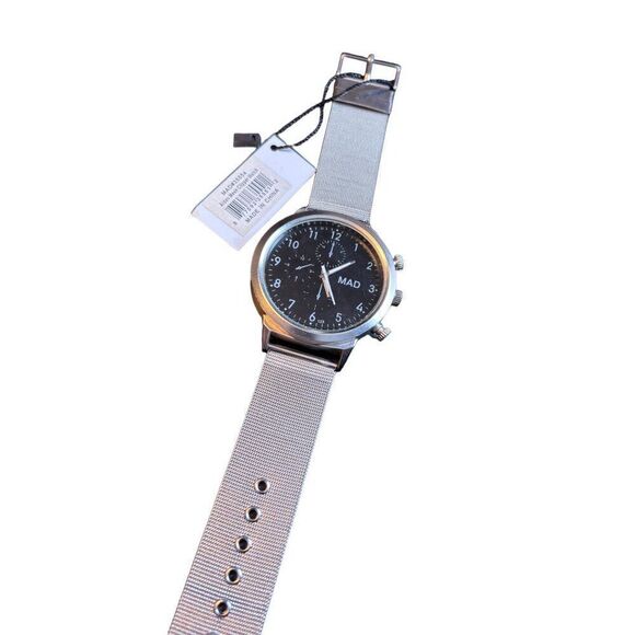 Mad Style Men's Analog Watch - Silver Mesh Band & Black Dial - Picture 7 of 10